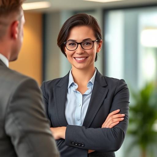 A person confidently presenting skills for an interview